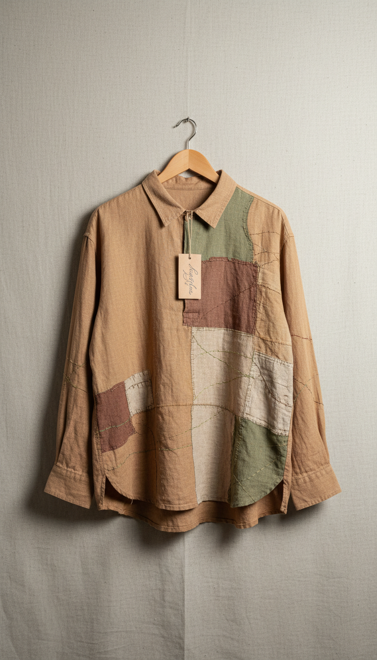 Reclaimed Linen Shirt With Visible Mending